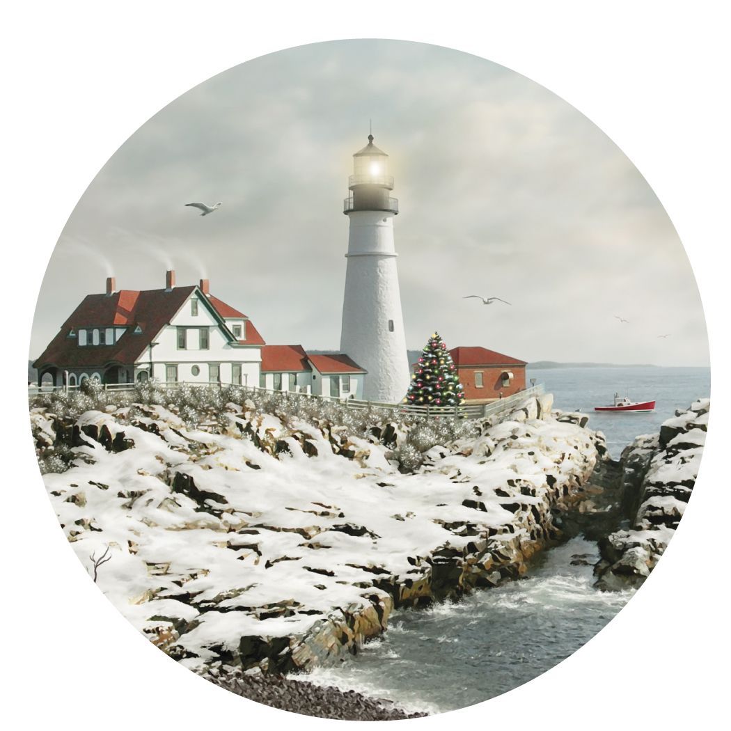 Alan Giana "Christmas at Portland Head" 3.5" Coaster Box Set of 4
