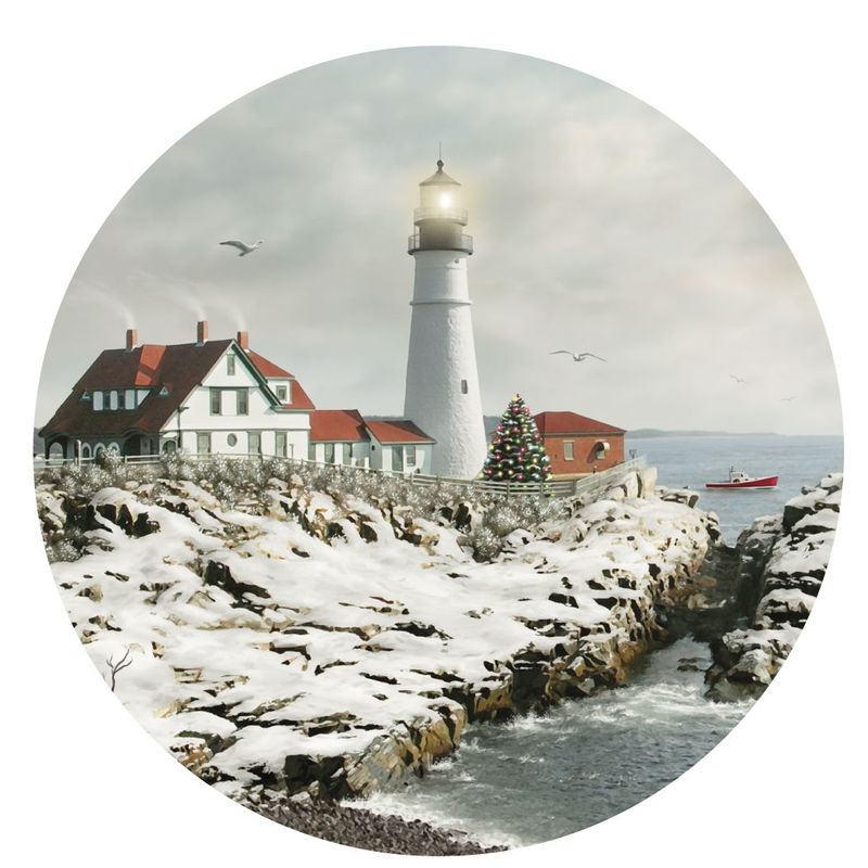 Alan Giana "Christmas at Portland Head" 3.5" Coaster Box Set of 4