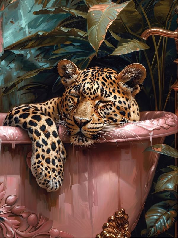 Momart "Leopard Sleepng in Bathtube"