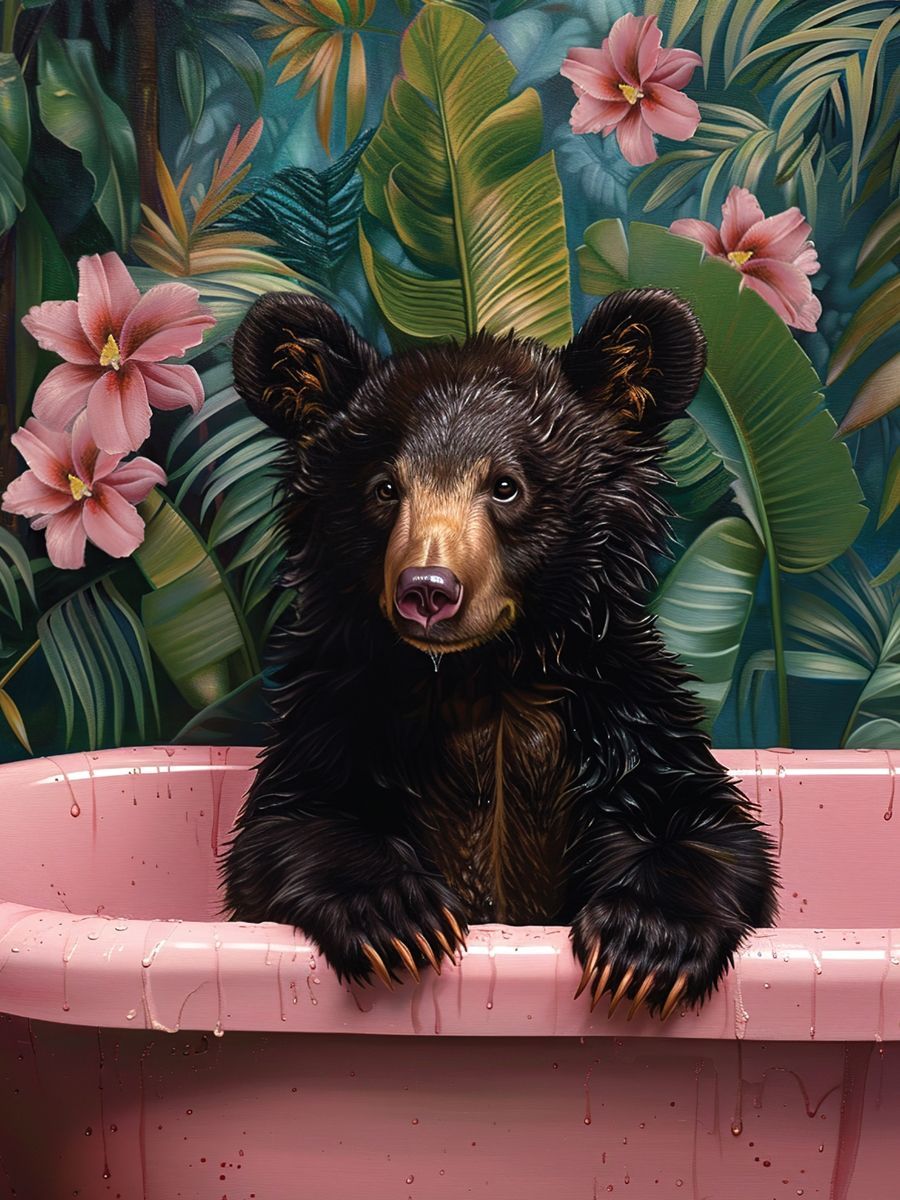 Momart "Bruno Bear in Pink Bathtube"