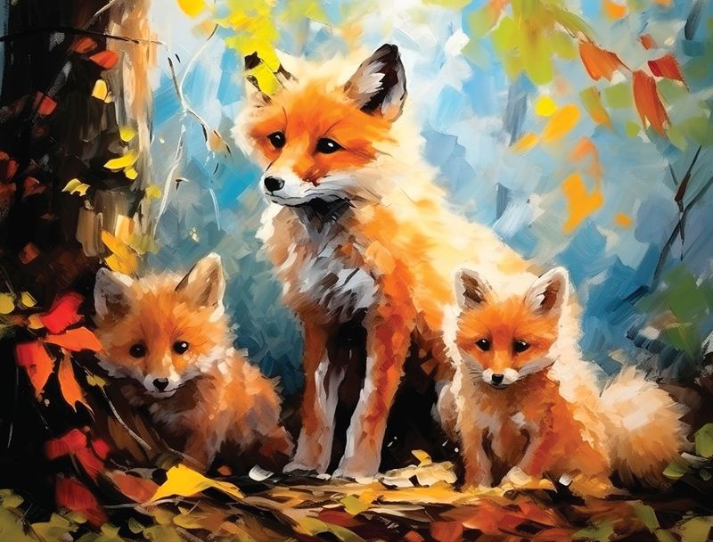 Mother Fox and Her Kits