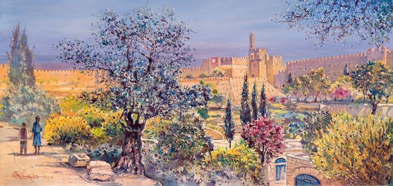 Alex Levin "Overlooking Migdal David" Elongated