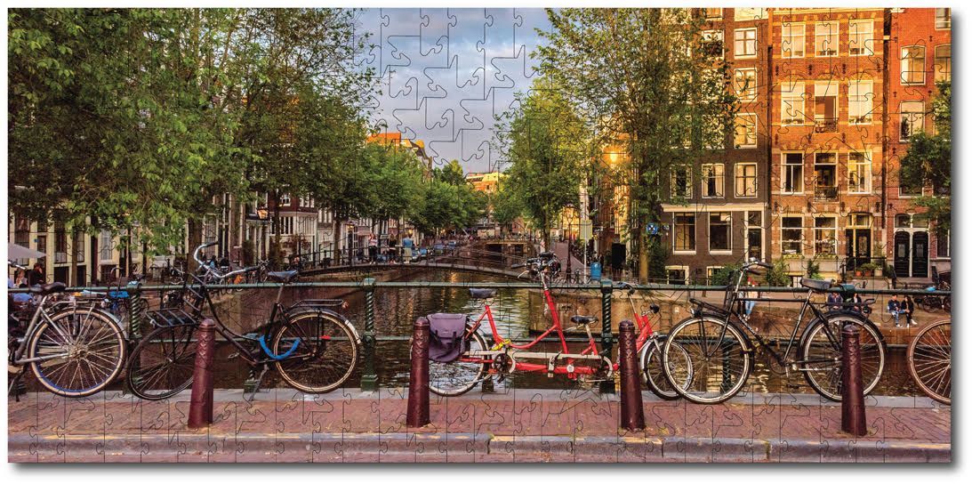 Noriko Buckles "Bicycles Parked on the Bridge, Amsterdam" Elongated