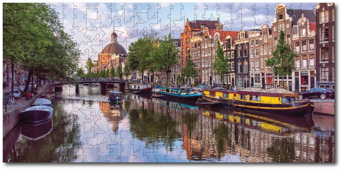 Noriko Buckles Noriko Buckles "Sky Reflecting on the Canal with Boats, Amsterdam" Elongated