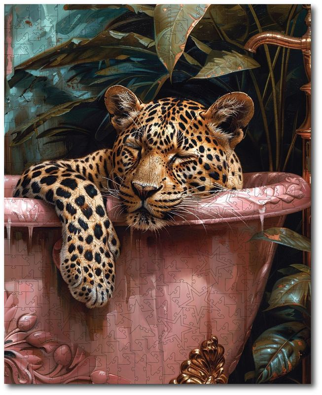 Momart "Leopard Sleeping in Bathtub"