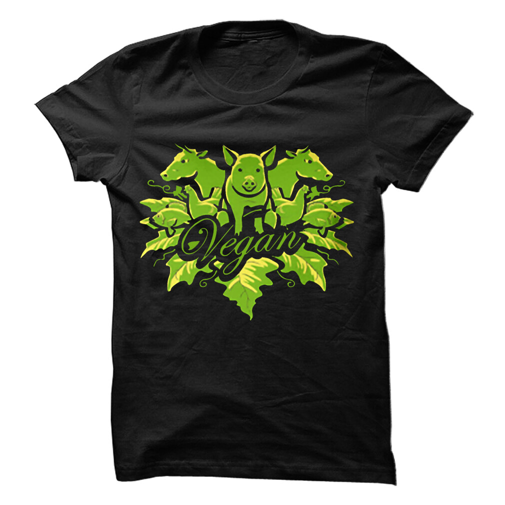 Short sleeved Tee with a Vegan print in green