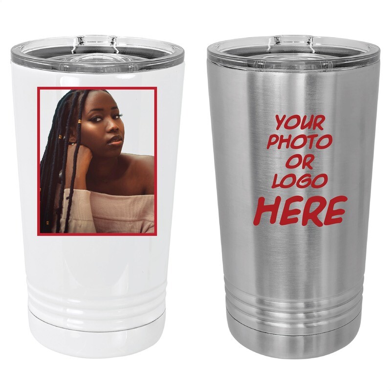 Stainless Steel Vacuum Insulated Tumbler |  Personalized with Photo / Logo | 2 Colors | 16 oz.