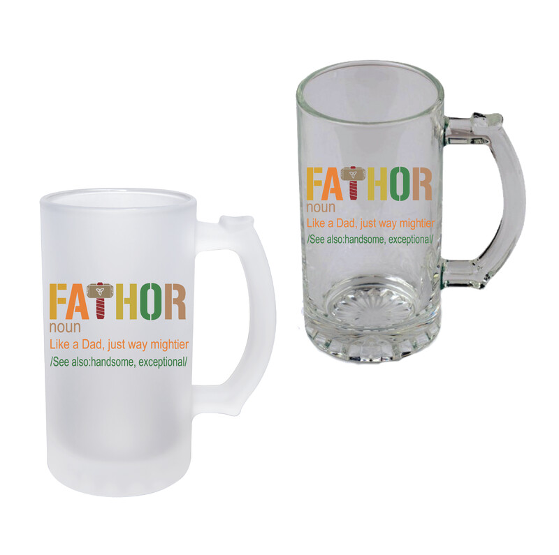 FATHOR | GLASS BEER MUGS WITH HANDLE | 16oz