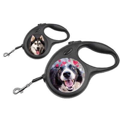 Personalized | Retractable Pet Leash with Photo /  Logo Insert | 2 Sizes