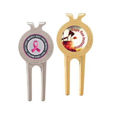 Personalized | Golf | Divot Tool with ball maker | Silver &amp; Gold Finish
