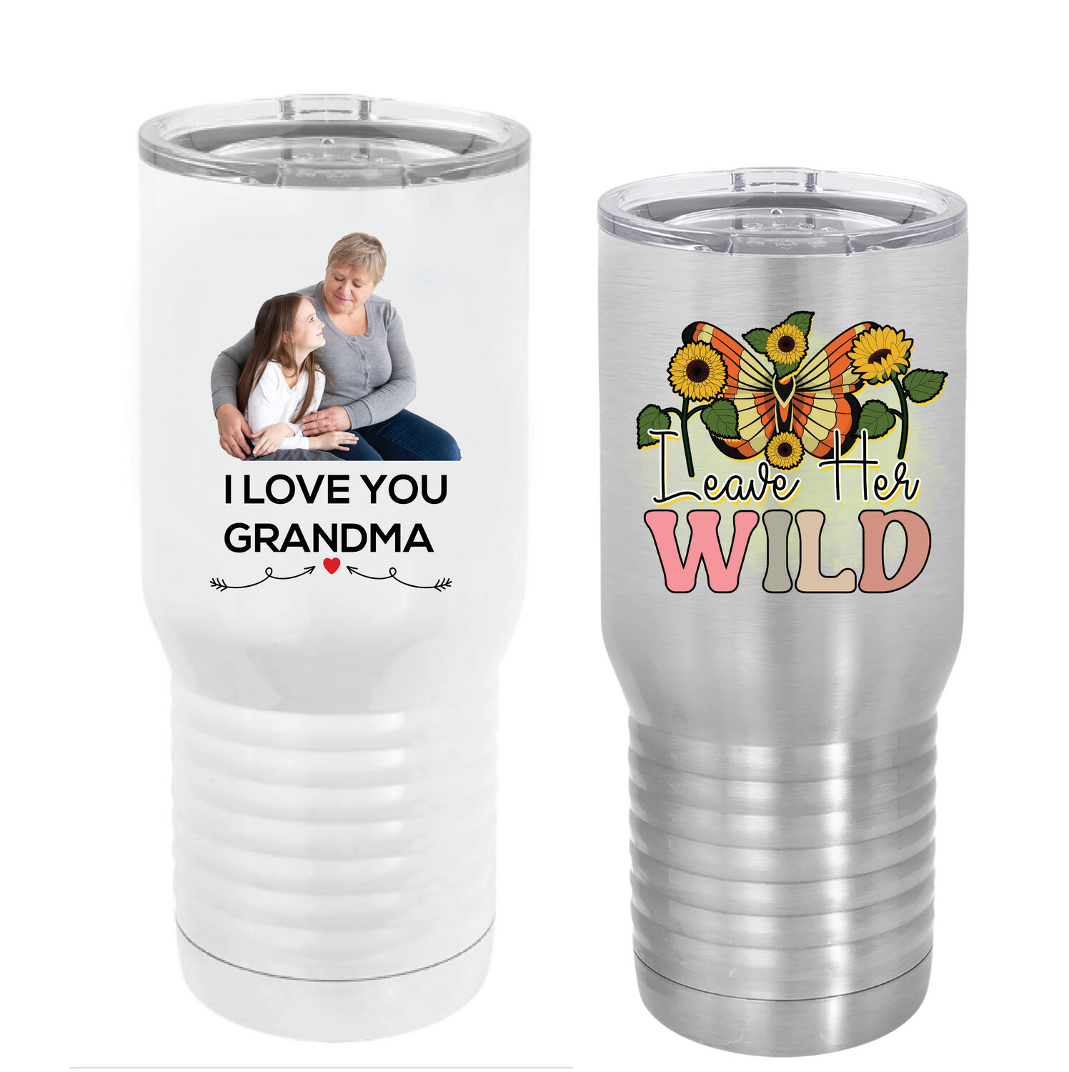 Tall Stainless Steel | Vacuum Insulated Travel Mug | Personalized with Photo / Logo | 2 Colors | 20 oz.