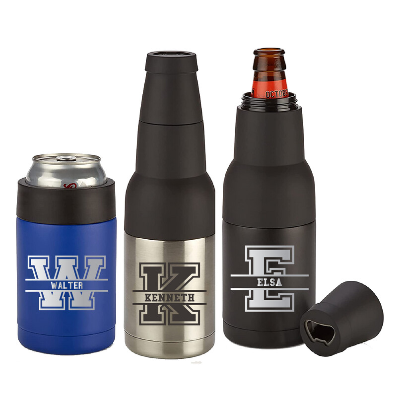 Personalized | College Monogram | Detachable 3-in-1 | Double Insulated | 12 oz. Bottle / Can Holder