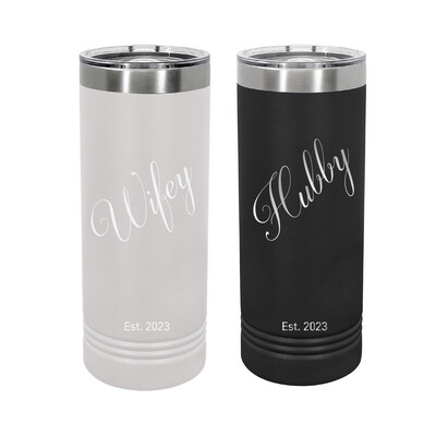 Wifey &amp; Hubby Set | 22oz Double vacuum Insulated | Skinny Tumbler
