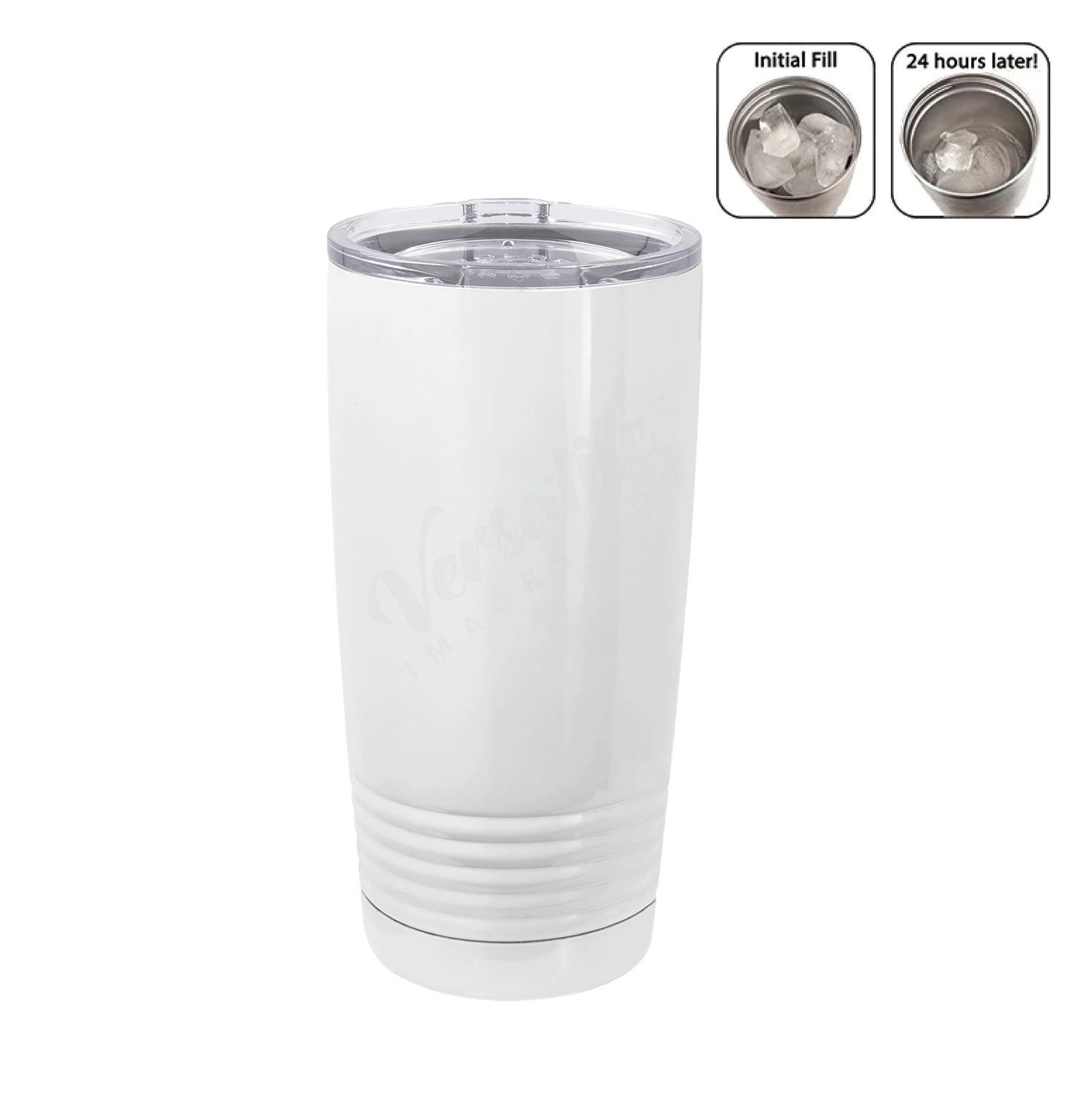 Stainless Steel Vacuum Insulated Tumbler |  Personalized with Photo / Logo | 2 Colors | 16 oz., Color Selection: White