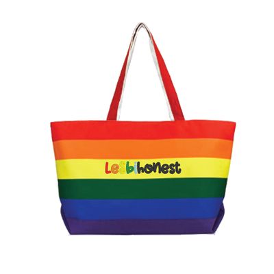 Lesbihonest |Rainbow | Embroidered | Large Zippered Tote Bag