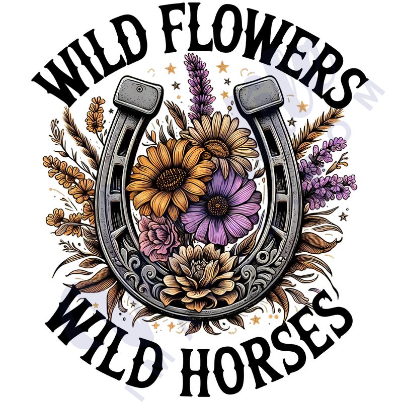 Wild Flowers/Wild Horses | Horse Shoe | Sublimation Design | Digital Download | PNG