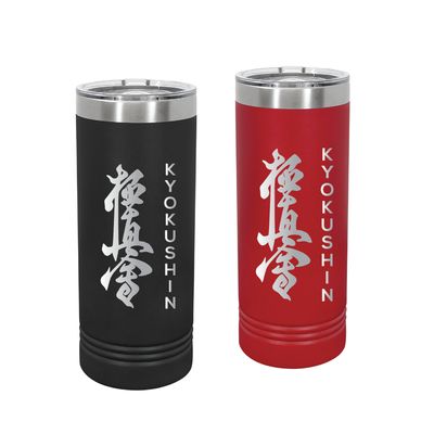 22oz Kyokushin Skinny Tumbler – Stainless Steel Double Wall Insulated Travel Cup – Red or Black