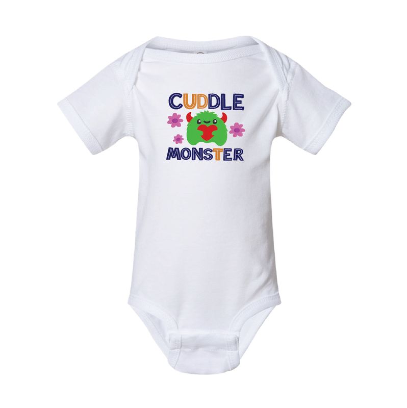 Cuddle Monster | Funny | Embroidered | White Premium Cotton Bodysuit | Onesie