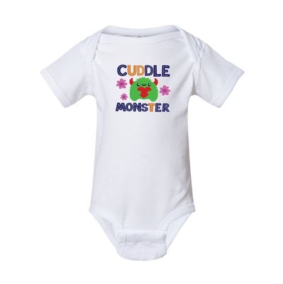 Cuddle Monster | Funny | Embroidered | White Premium Cotton Bodysuit | Onesie