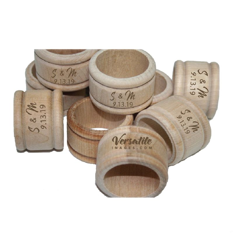 Custom Engraved | Personalized | Colonial Wood | Napkin Rings