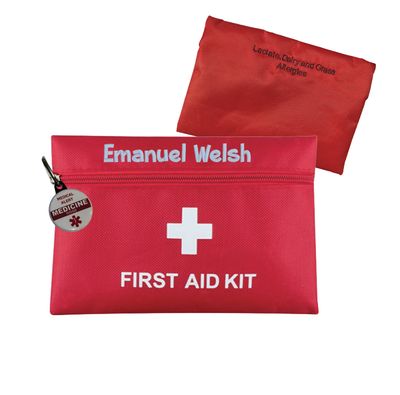First-Aid Pouch | Embroidered | Personalized | Red