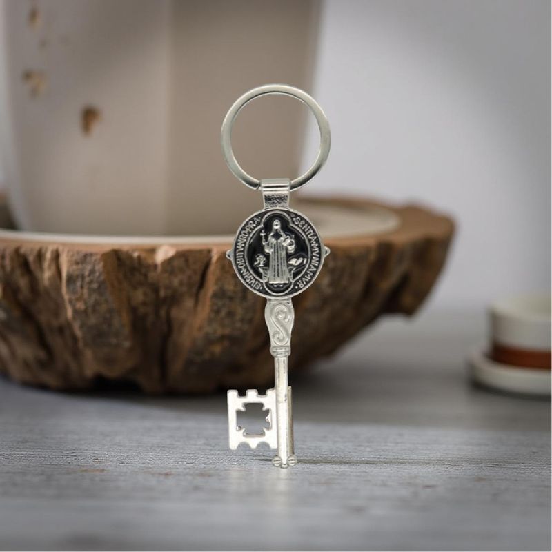 Saint Benedict Medal | Key Shape | 2 Sided Keychain