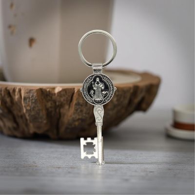 Saint Benedict Medal | St. Benedict Key Shape | 2 Sided Keychain