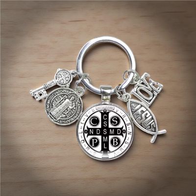 St. Benedict | Saint Benedict Medal | Love Jesus | 5 Piece Keychain