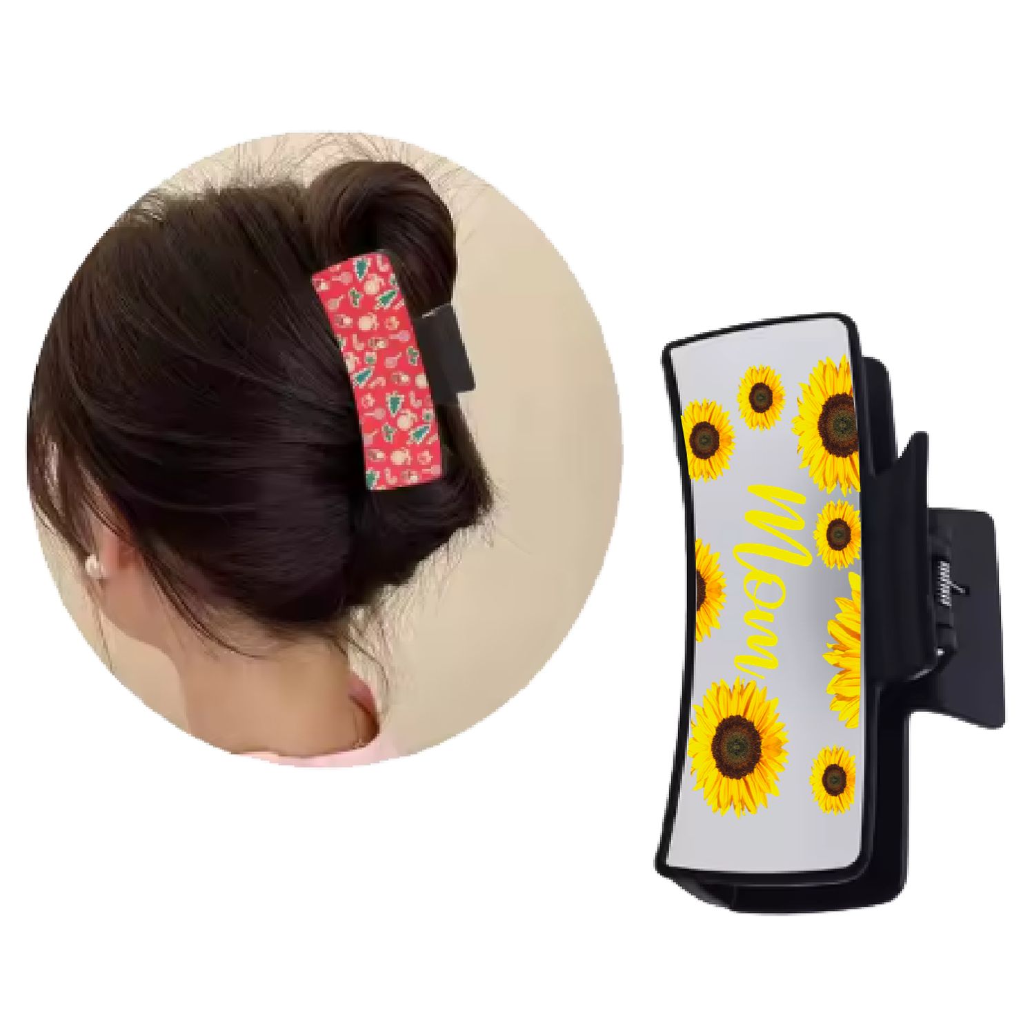 Personalized | Double Sided | Black | Hair Clip