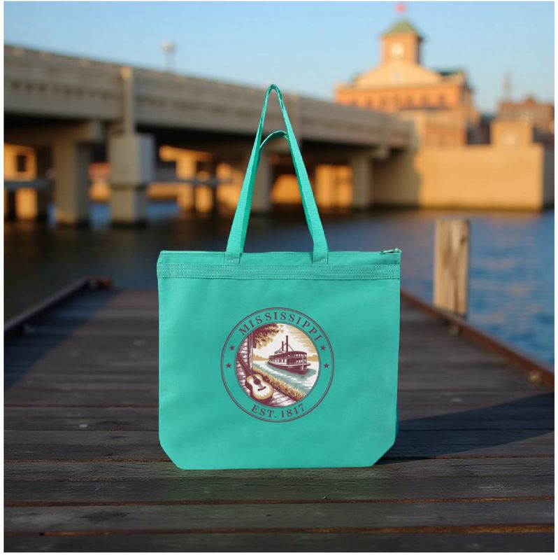 Florida Teal | Large Melody Tote Bag with Teal Zipper