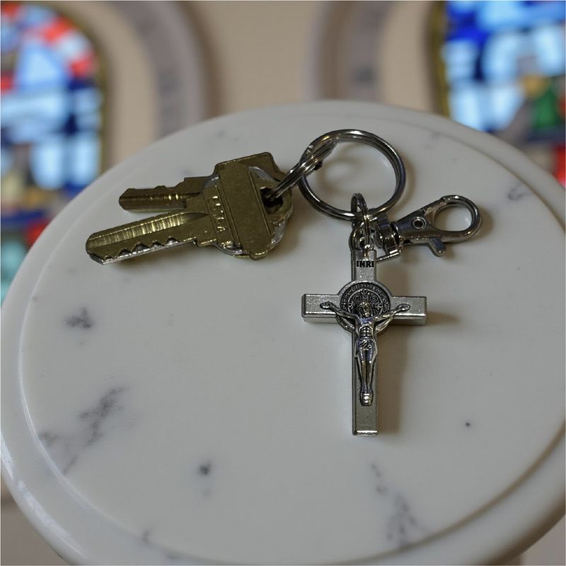 Saint Benedict Medal | St. Benedict | Exorcism | Crucifix 2-Sided Keychain | 2"