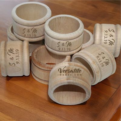 Personalized | Custom Engraved | Colonial Wood | Napkin Rings