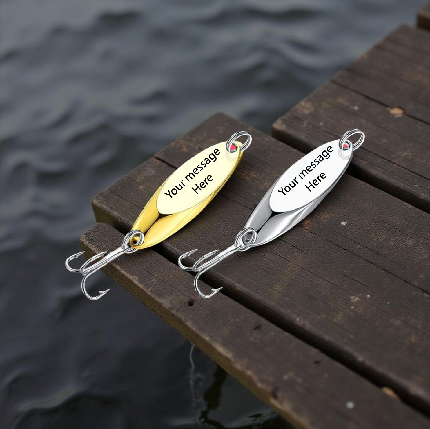 Personalized | Custom engraved | Fishing Spoons Lures | Gold &amp; Silver Color