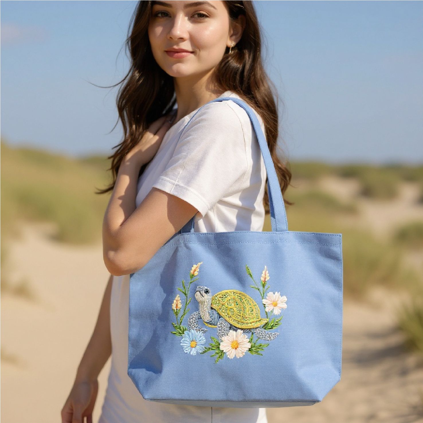 Jean Blue | 12oz. Seaside Cotton Pigment Dyed | Large Tote Bag