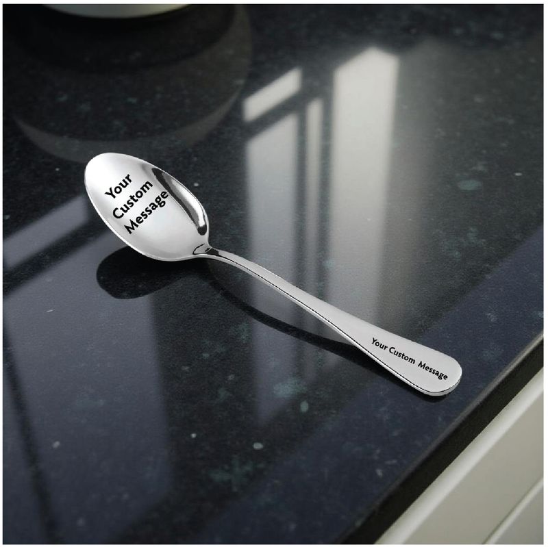 Engraved | Personalized | Premium Stainless Steel Modern Style Spoons | Silverware | Gift Item under $10.00