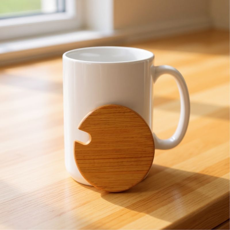 Personalized, Photo | White Ceramic Mug with Bamboo Lid | 15oz.