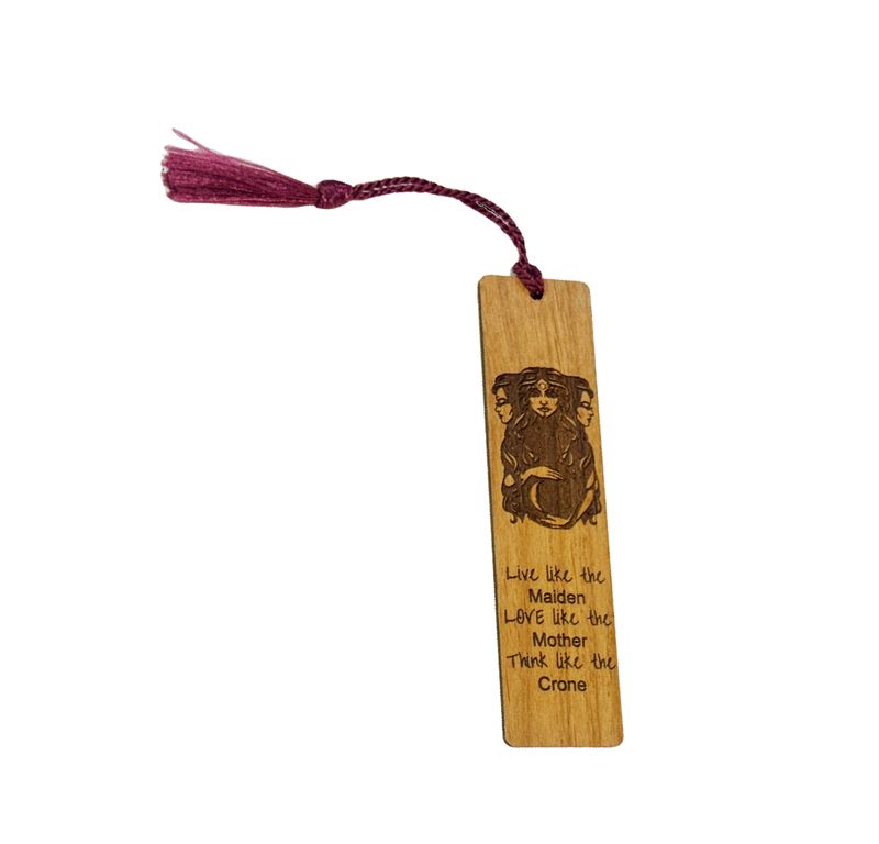 Engraved | Triple Goddess Bookmark | Alder Wood | Spiritual Gift