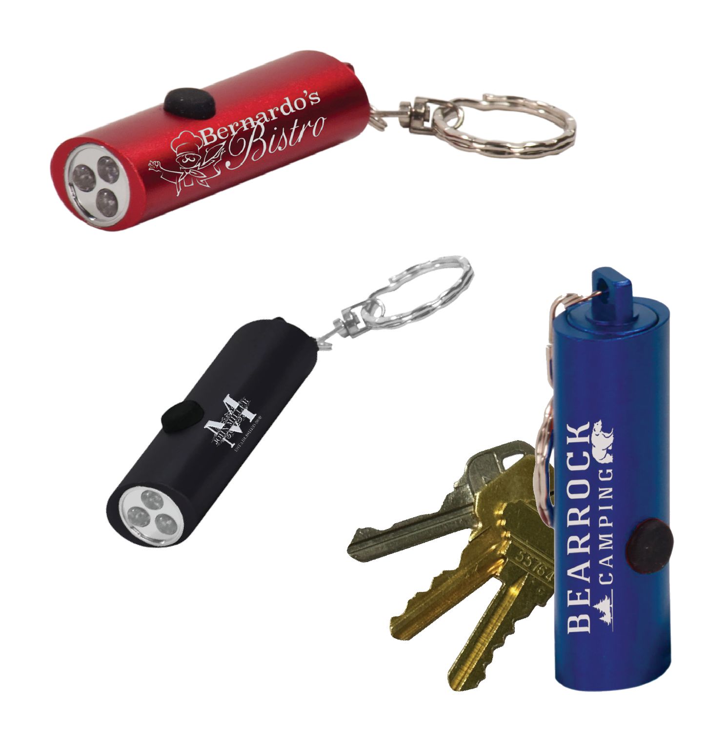 Personalized | Custom engraved |  3-LED Laserable Flashlight with Keychain | Great for Safety &amp; Travel - Under $10