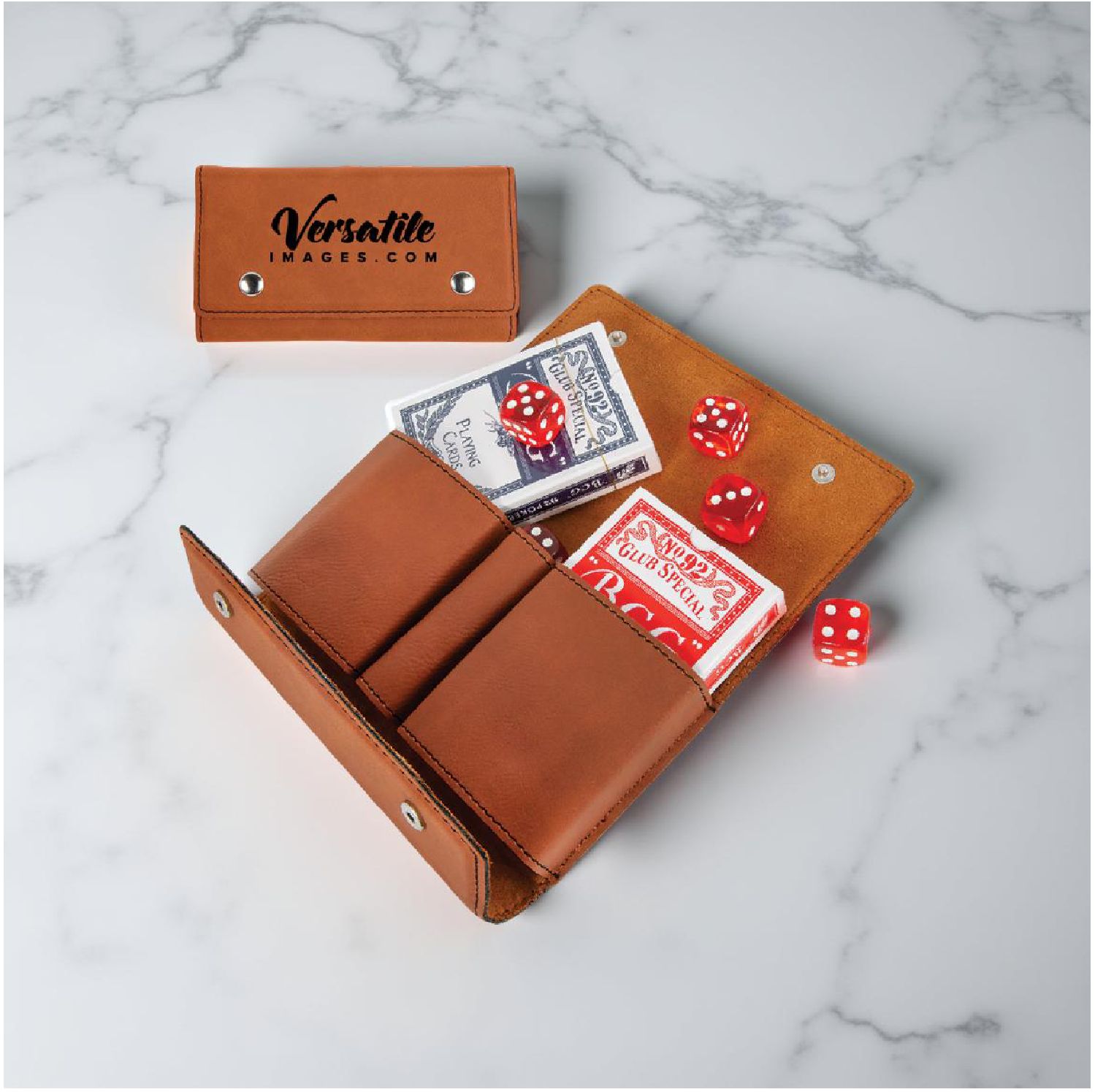 Personalized | Leather | Card &amp; Dice Set for game nights, groomsmen, or corporate gifts