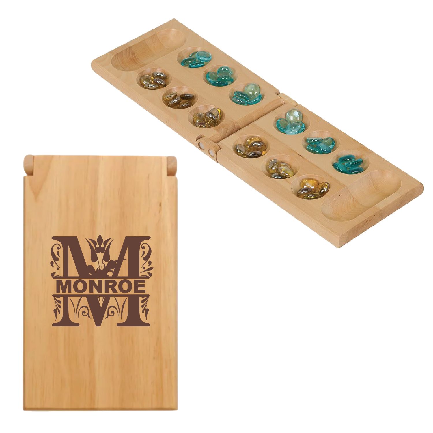 Personalized | Custom Engraved | Wood Mancala Board Game