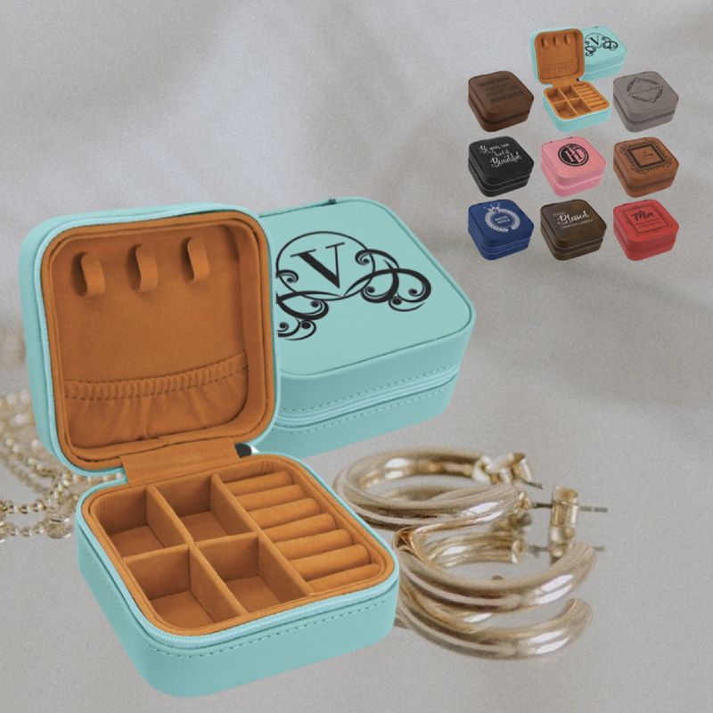 Personalized | Birth Flower | Leatherette | Jewelry Travel Case