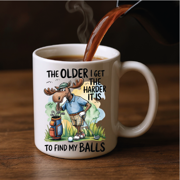 The Older I get the harder it is to find my balls | Golf Humor | White | Ceramic Mug | 11oz &amp; 15oz