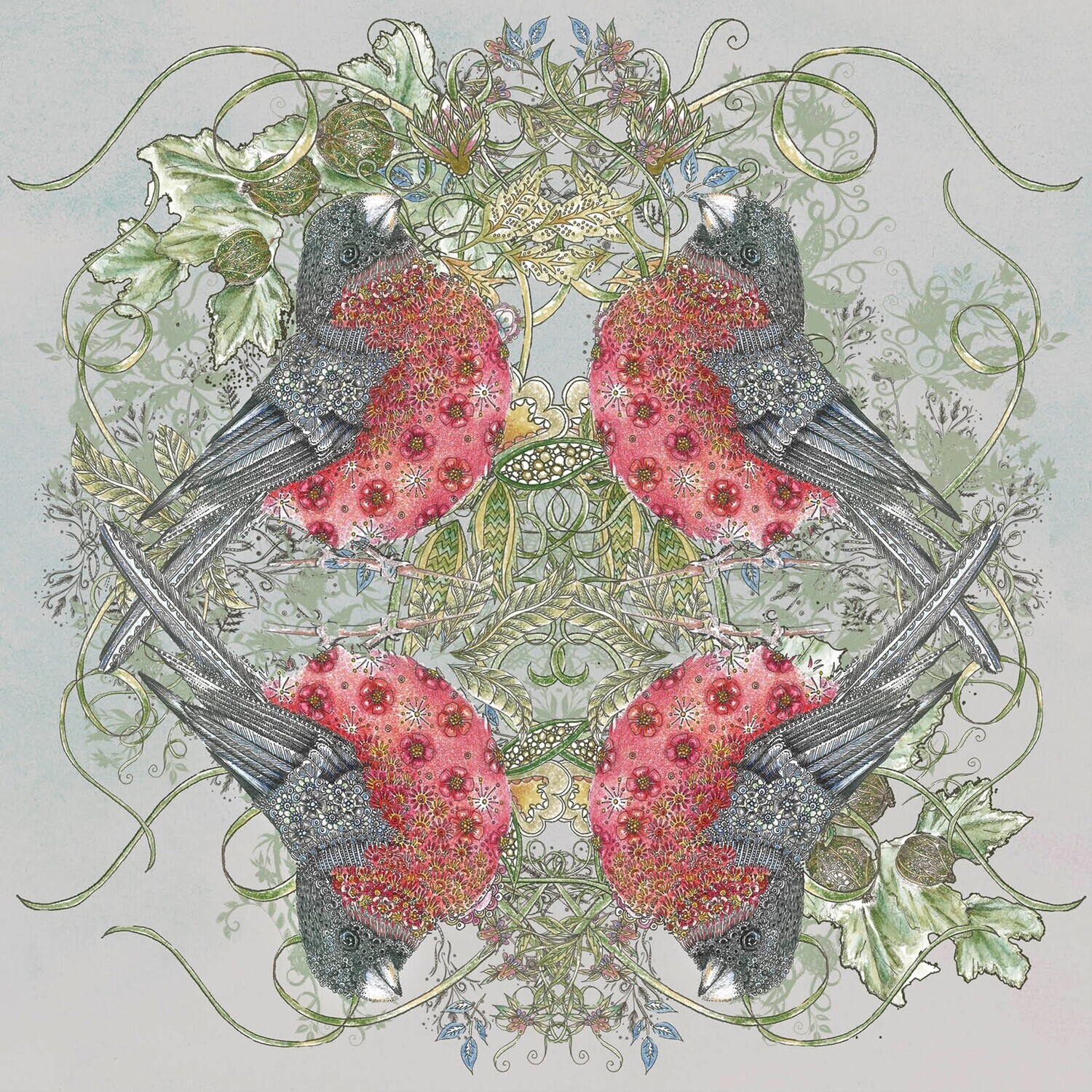 Bullfinches greeting card
