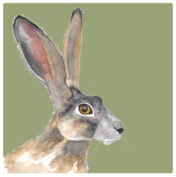 Green Hare Greeting Card