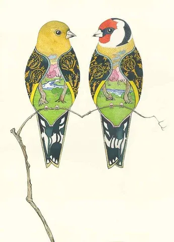 &#39;Goldfinches&#39; greeting card