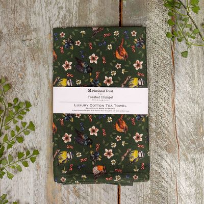 Garden Birds Tea Towel (Forest Green)