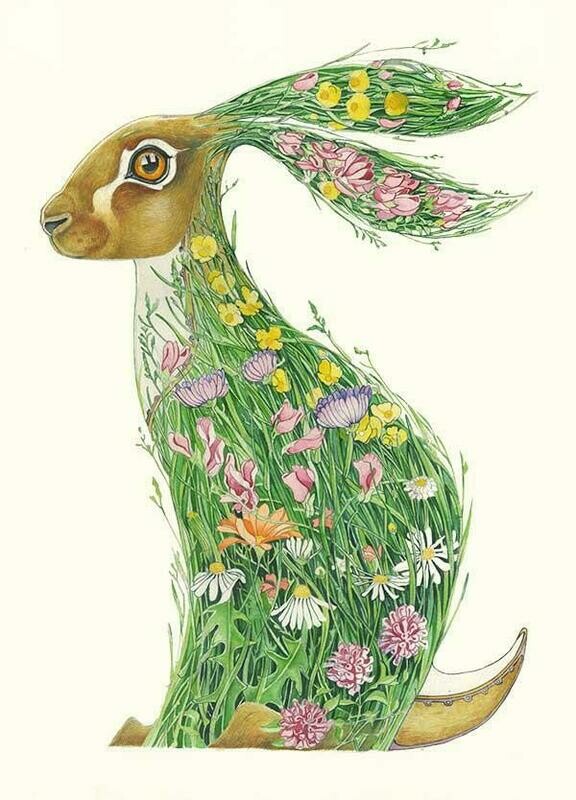'Hare in a Meadow' Card