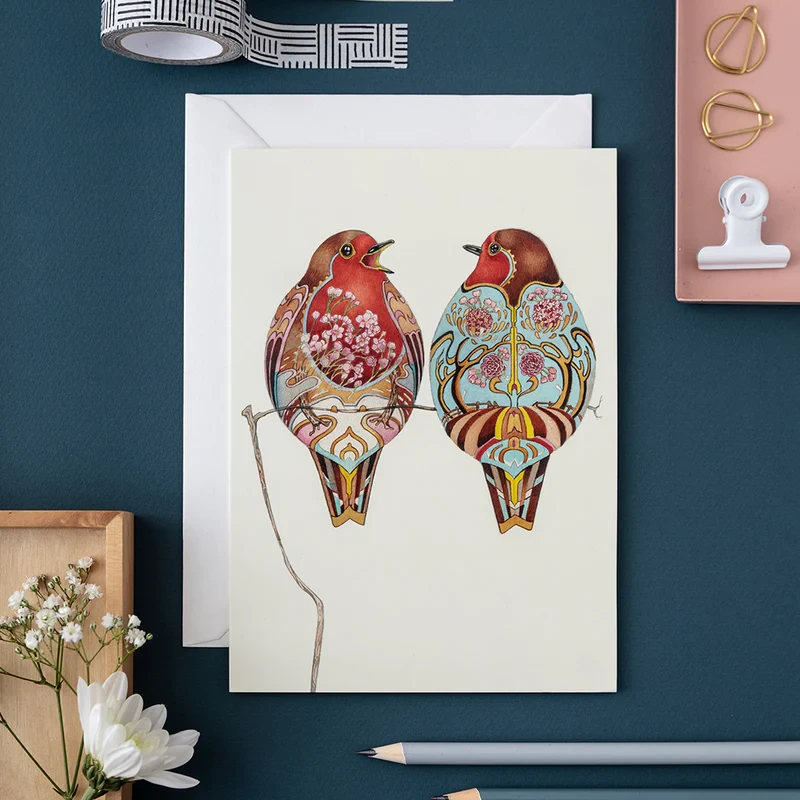 'Two Robins' Card