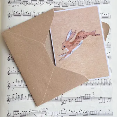 Hare interactive greeting card- Songbird &amp; Badger