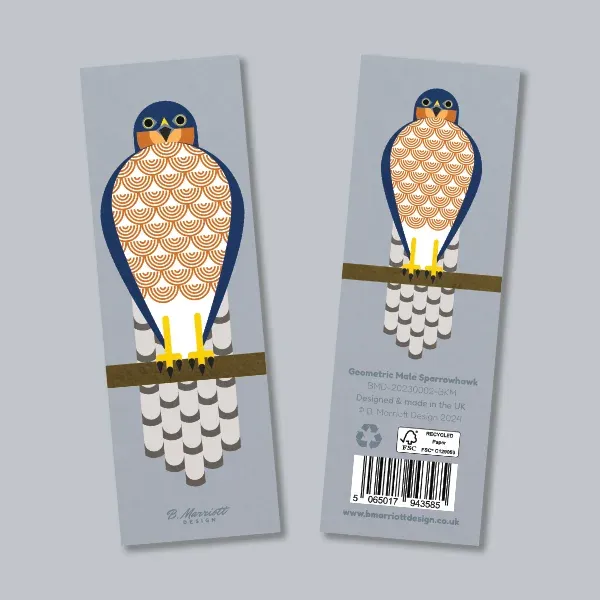 Geometric Male Sparrowhawk Bookmark